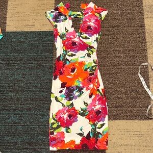 Cache Multicolor Floral Midi Dress